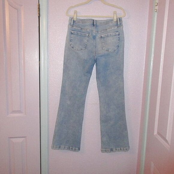 Kensie Wide Leg Jeans Size 30 Savannah Flare Braided Patch Pockets High Rise - Picture 5 of 8